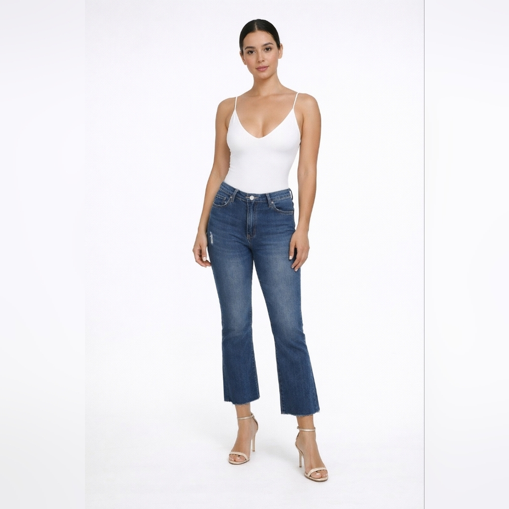 Klique B Size 5 Cropped Women's Blue Jeans Raw Hem